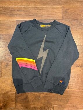 Aviator Nation washed black Lightning Bolt sweatshirt